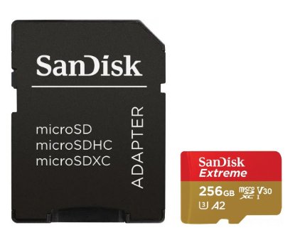 Memorijska kartica SANDISK, Extreme microSDXC, 256GB, SDSQXAV-256G-GN6MA, class 10 V30 UHS-I U3 + SD adapter