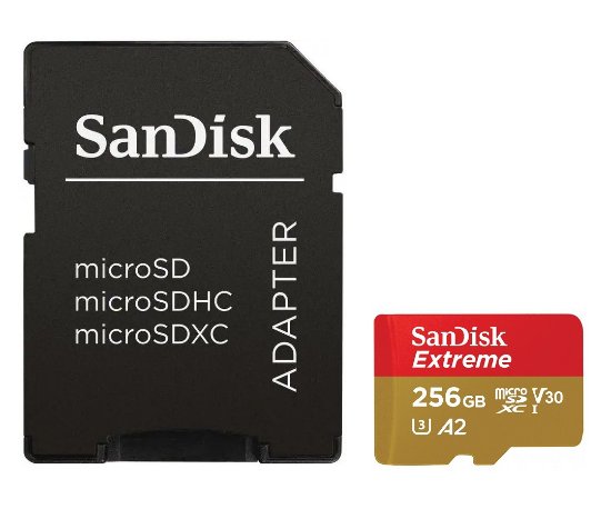 Memorijska kartica SANDISK, Extreme microSDXC, 256GB, SDSQXAV-256G-GN6MA, class 10 V30 UHS-I U3 + SD adapter