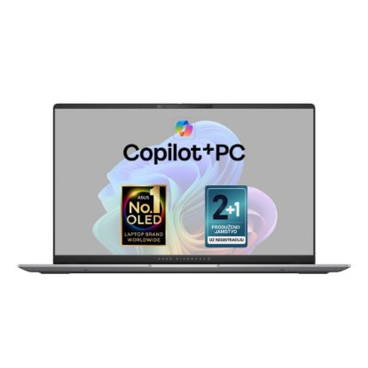 Laptop ASUS VivoBook S 15 OLED S5507QA-MA056W / Snapdragon X Elite X1E 78 100, 32GB, 1TB SSD, Qualcomm Adreno, 15.6" 2880x1620 120Hz OLED, Windows 11 Home, srebrni