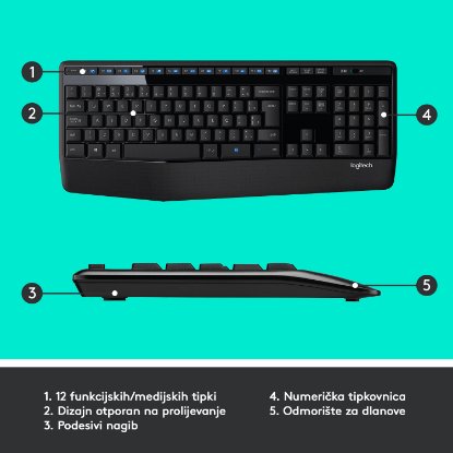 Tipkovnica + miš LOGITECH MK345 Wireless Combo, bežična, crna