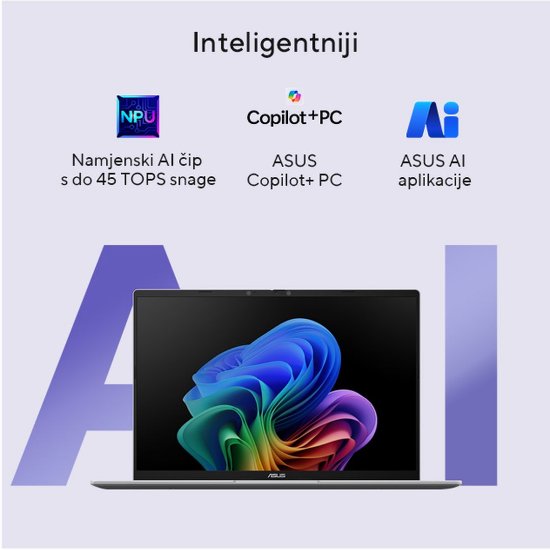 Laptop ASUS VivoBook 16 X1607QA-MB005W / Snapdragon Purwa SE, 16GB, 512GB SSD, Qualcomm Adreno, 16" WUXGA IPS, Windows 11, plavi
