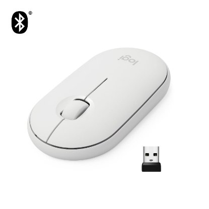 Miš LOGITECH M350 Pebble, optički, bežični, bijeli, USB
