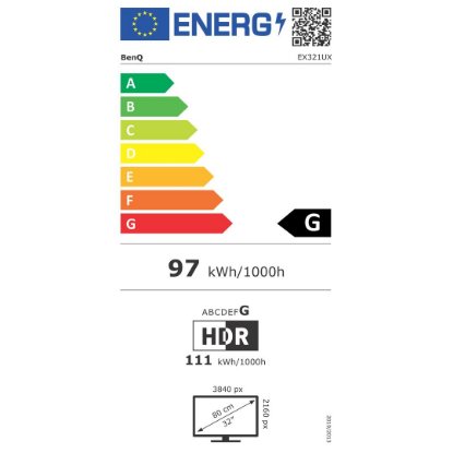 Gaming monitor 31.5" BENQ EX321UX 9H.LM7LB.QBE, 4K UHD, IPS, 144Hz, 1ms, 700cd/m2, FreeSync, bijeli