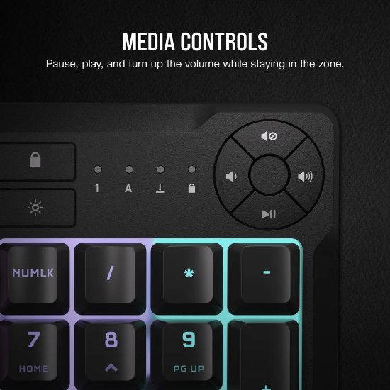 Tipkovnica CORSAIR K55 Core RGB, US Layout, USB, crna