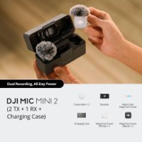 Mikrofon DJI Mic Mini 2, 2 odašiljača, 1 prijemnik, kutija za punjenje, crni