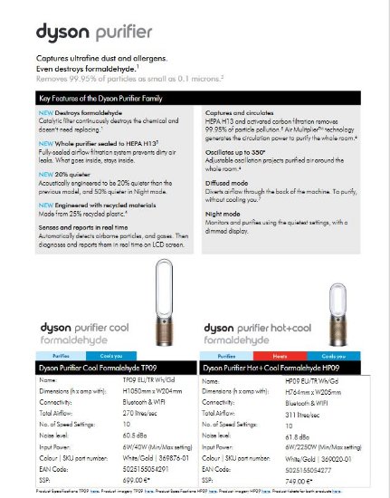 Pročišćivač zraka DYSON HP09 369020-01, Dyson Pure Hot & Cool Formaldahyde, pročišćava, grije i hladi