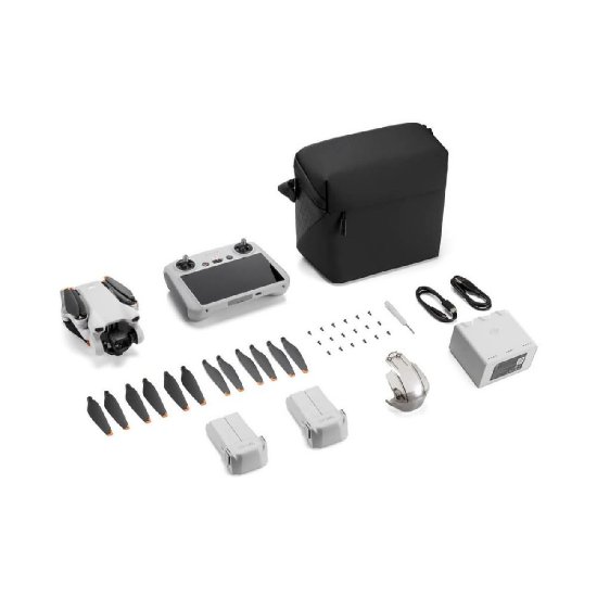 Dron DJI Mini 3 Fly More Combo, 4K kamera, 3-axis gimbal, vrijeme leta do 38min, upravljanje daljinskim upravljačem, bijeli