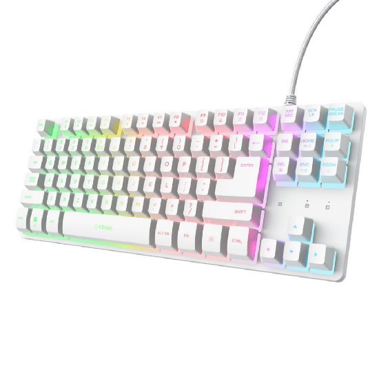 Tipkovnica TRUST GXT 833W Thado TKL Illuminated Keyboard, USB, bijela