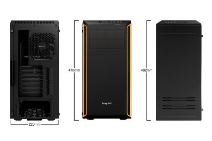Kućište BE QUIET Pure Base 600, ATX, prozor, crno-narančasto, bez napajanja