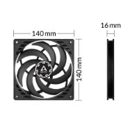 Ventilator ARCTIC P14 Slim PWM PST, 140mm, 1800 okr/min, crni