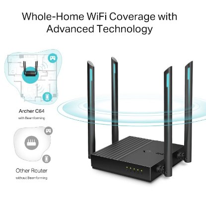 Router TP-LINK Archer C64, AC1200, 802.11a/b/g/n/ac, 4x 10/100/1000 LAN + WAN 10/100/1000, 4 antene, bežični