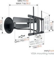 Nosač zidni za TV VOGEL'S TVM7655, 40"-77", pomak 120°, do 35kg