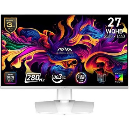 Gaming monitor 27" MSI MAG 272QPW, WQHD, OLED, 280Hz, 1ms, 250m2, FreeSync, bijeli