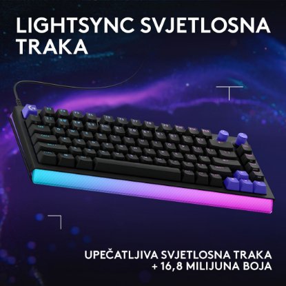Tipkovnica LOGITECH Gaming G512 X 75, linear switch, RGB, mehanička, US Layout, USB, crna