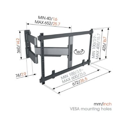 Nosač zidni za TV VOGEL'S TVM5645 ELITE, 40"-77", zakretni, do 45kg