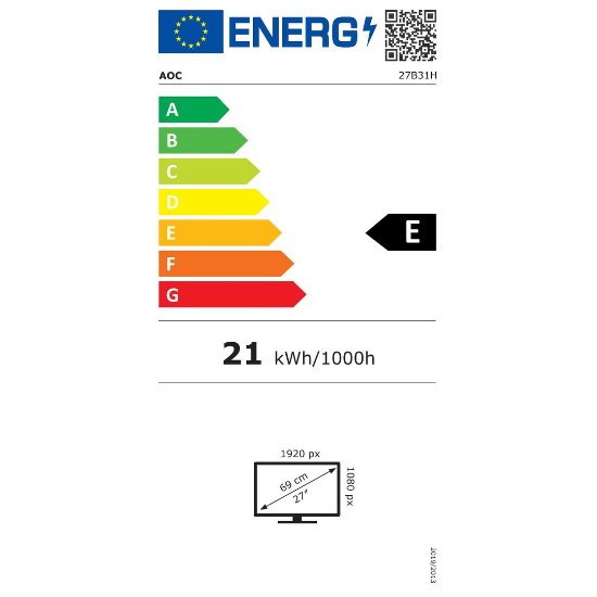 Monitor 27" LED AOC 27B31H, FHD, IPS, 120Hz, 1ms, 300cd/m2, crni