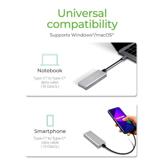Eksterno kućište ICY BOX IB-1817Ma-C31, M.2 NVMe SSD, USB-C, srebrno