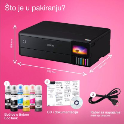 Multifunkcijski printer EPSON EcoTank L8180, printer/scanner/copy, 5760 dpi, A3, LAN, USB, WiFi
