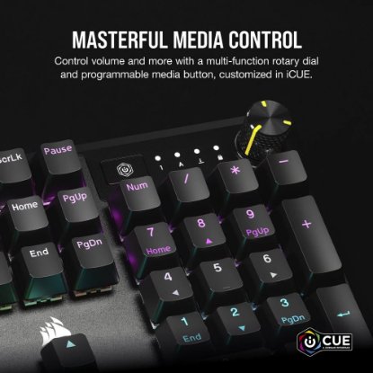 Tipkovnica CORSAIR K70 RGB Core, mehanička, MLX Red Linear switch, US Layout, USB, crna