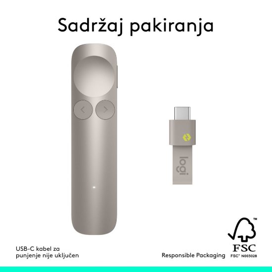 Prezenter LOGITECH Spotlight 2, laser, bežični, smeđi