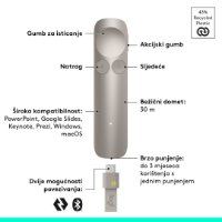 Prezenter LOGITECH Spotlight 2, laser, bežični, smeđi