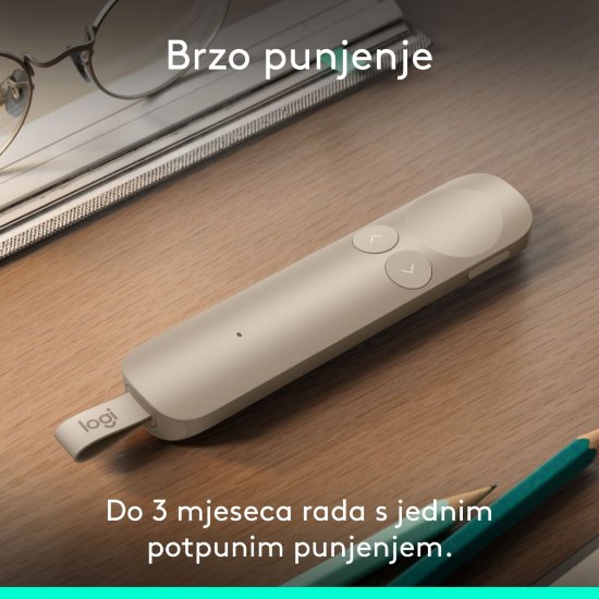 Prezenter LOGITECH Spotlight 2, laser, bežični, smeđi