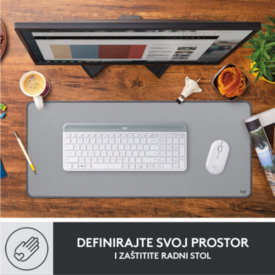 Podloga za miš, LOGITECH Desk Mat Studio, soft, siva