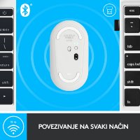 Miš LOGITECH M350 Pebble, optički, bežični, bijeli, USB