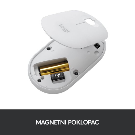 Miš LOGITECH M350 Pebble, optički, bežični, bijeli, USB