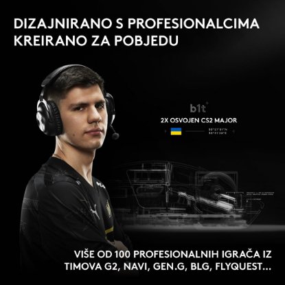 Miš LOGITECH Pro X2 Superstrike, bežični, optički, 44000dpi, bijeli, USB