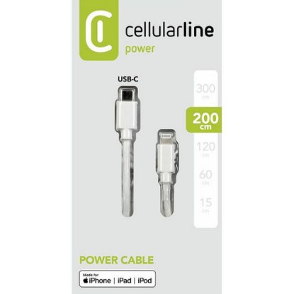 Kabel CELLULARLINE, USB-C (M) na Lightning (M), MFI, 2m, bijeli