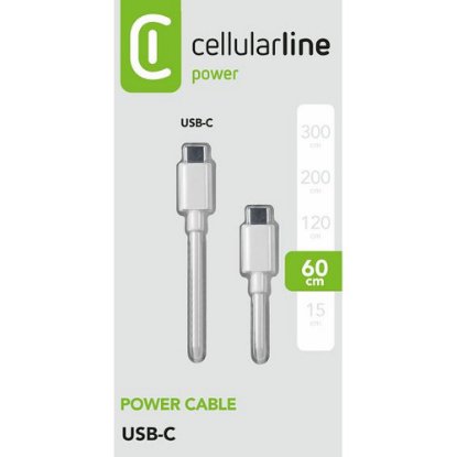 Kabel CELLULARLINE, USB-C (M) na USB-C (M), 0.6m, bijeli