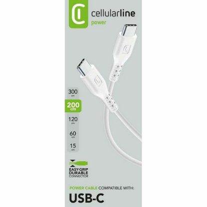 Kabel CELLULARLINE, USB-C na USB-C, 2m, bijeli