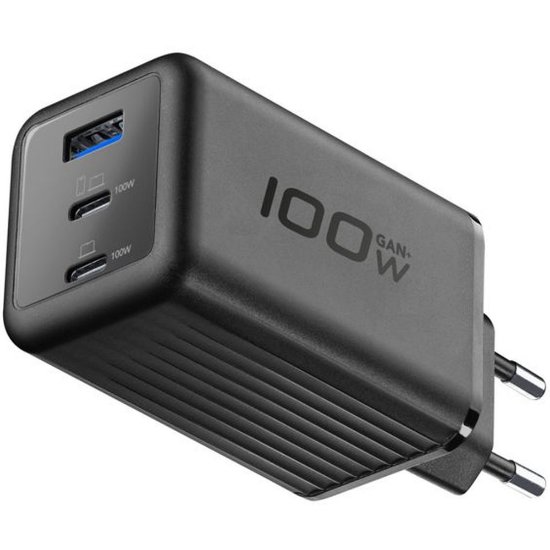 Kućni punjač CELLULARLINE, 100W, GAN+ USB-A, 2 x USB-C, crni