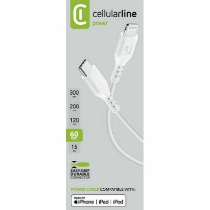 Kabel CELLULARLINE, USB-C (M) na Lightning (M), MFI, 0.6m, bijeli