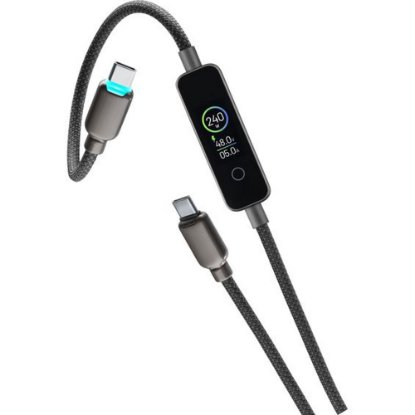 Kabel CELLULARLINE, GAN+, 240W, PowerView IQ, USB-C na USB- C, 120 cm, crni