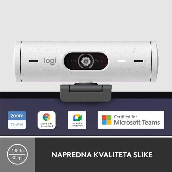Web kamera LOGITECH Brio 500, bijela