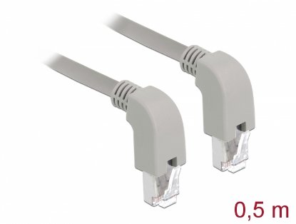 Kabel DELOCK, patch CAT6 S/FTP, sivi, kutni, 0,5m
