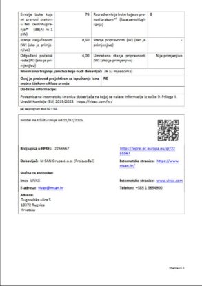 Perilica rublja VIVAX WFL-141012CI, 10 kg, 1400 o/min, energetski razred A, bijela