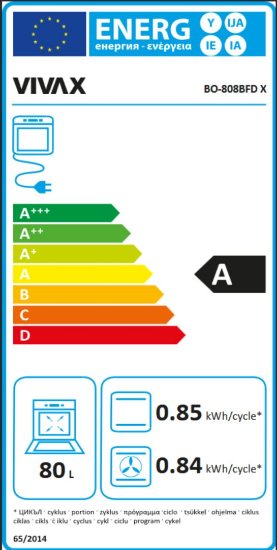 Ugradbena pećnica VIVAX BO-806BFTM G, ventilacijska, 80 l, energetski razred A