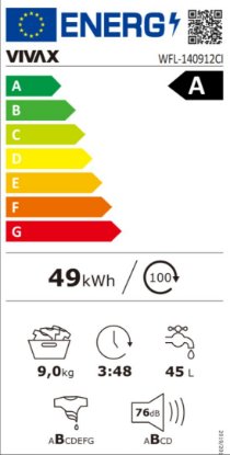 Perilica rublja VIVAX WFL-140912CI, 9 kg, 1400 o/min, energetski razred A, bijela