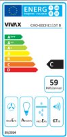 Zidna kuhinjska napa VIVAX CHO-60CHC115T B, 60 cm, 452 m3/h, energetski razred c, crna
