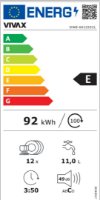 Ugradbena perilica posuđa VIVAX DWB-601252CL, 12 kompleta, energetski razred E
