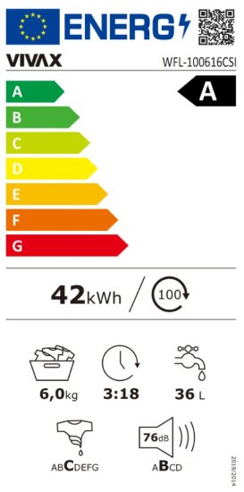 Perilica rublja VIVAX WFL-100616CSI, 6 kg, 1200 o/min, energetski razred A, bijela