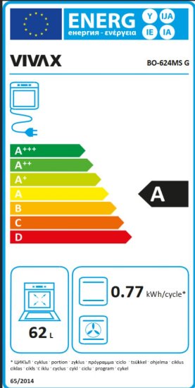 Ugradbena pećnica VIVAX BO-624MS X, ventilacijska, 62 l, energetski razred A