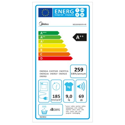 Sušilica rublja MIDEA MD200H90W/W-HR Lunar, s toplinskom pumpom, 9 kg, 14 programa, energetski razred A++, bijela