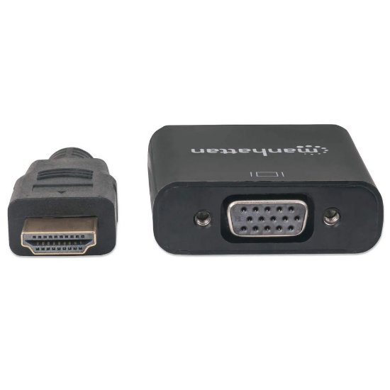 Adapter MANHATTAN, HDMI (M) na VGA (Ž), 30cm, crni