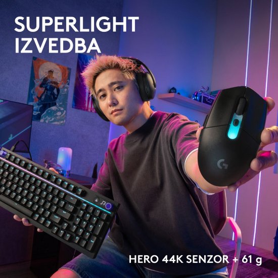 Miš LOGITECH G305 X SUPERLIGHT, Gaming, optički, 44000dpi, USB, crni