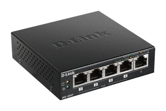 Switch D-LINK DGS-1005P/E, Gigabit Switch, 5 x 10/100/1000 Mbps, PoE, crni