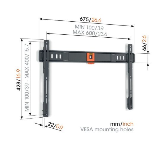 Nosač zidni za TV VOGEL'S TVM 1603, 40-100", fiksni, do 75kg